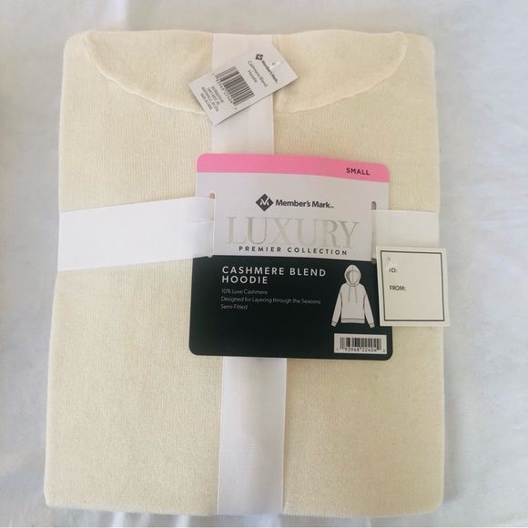 NWT New Member’s Mark Cashmere Blend Hoodie, color Cream - Picture 4 of 8